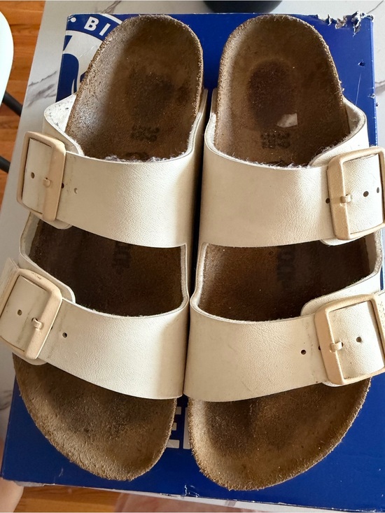 Birkenstock Shoes - Birkenstock cream Two-Strap Arizona Sandal for Women